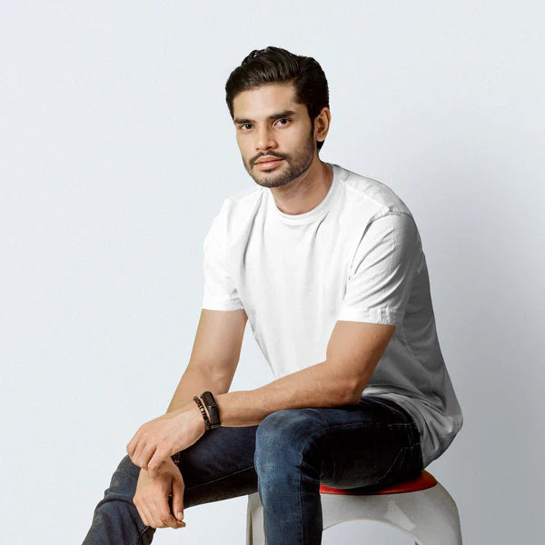 Half Sleeves White T-shirt For Men