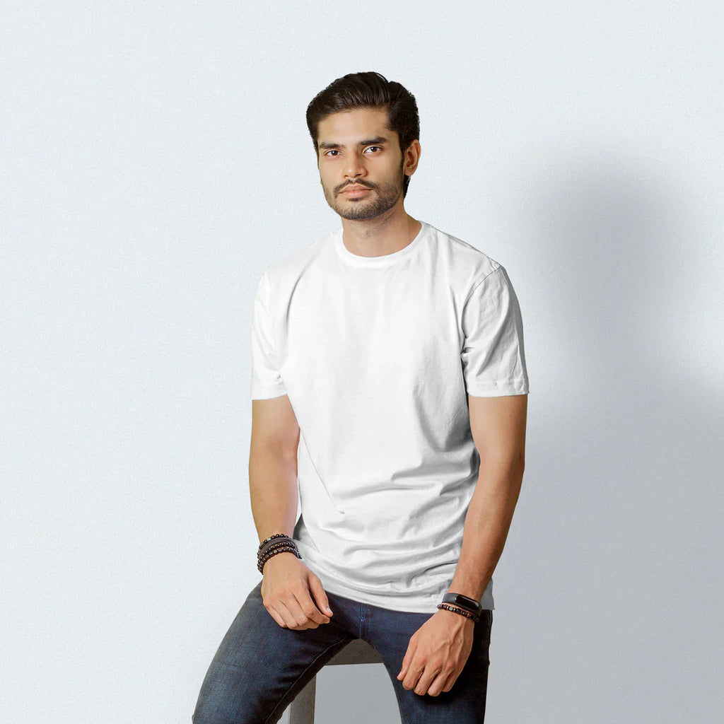 Half Sleeves White T-shirt For Men
