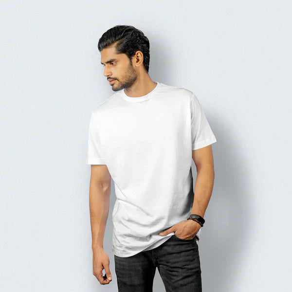 Half Sleeves White T-shirt For Men