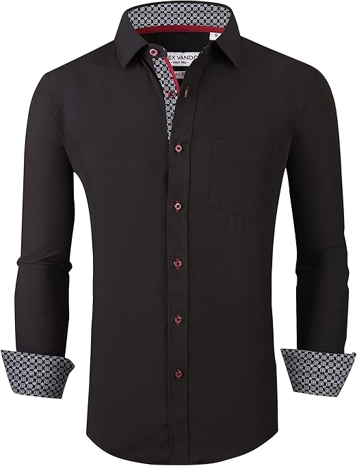 Alex Vando Mens Dress Shirt Wrinkle Free Regular Fit 4-Way Stretch Button Down Shirts