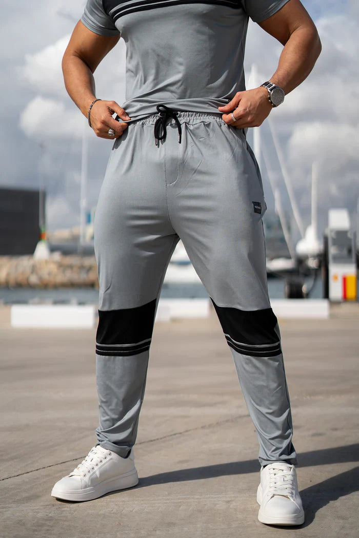 Nextage Silver Stripes Leather Slogan Tracksuit