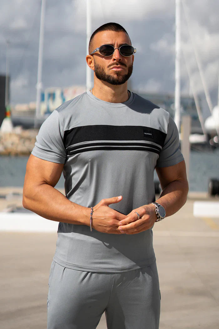 Nextage Silver Stripes Leather Slogan Tracksuit