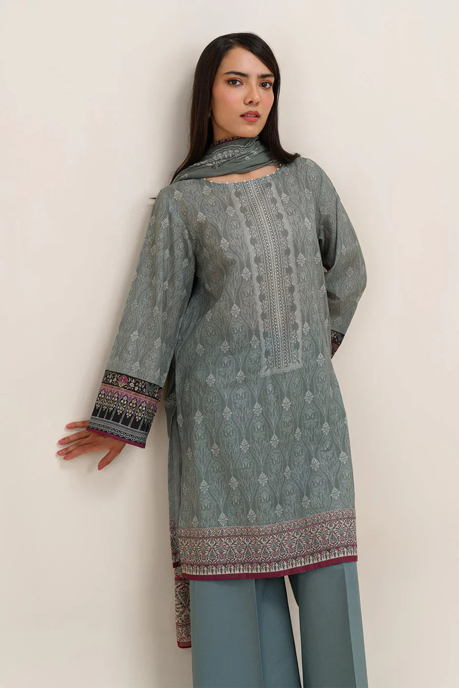 3 PIECE PRINTED LAWN SUIT-SAGE DREAM (UNSTITCHED)