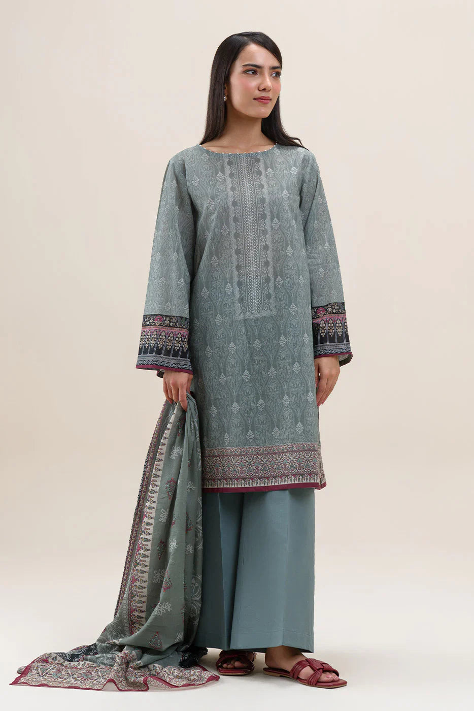 3 PIECE PRINTED LAWN SUIT-SAGE DREAM (UNSTITCHED)