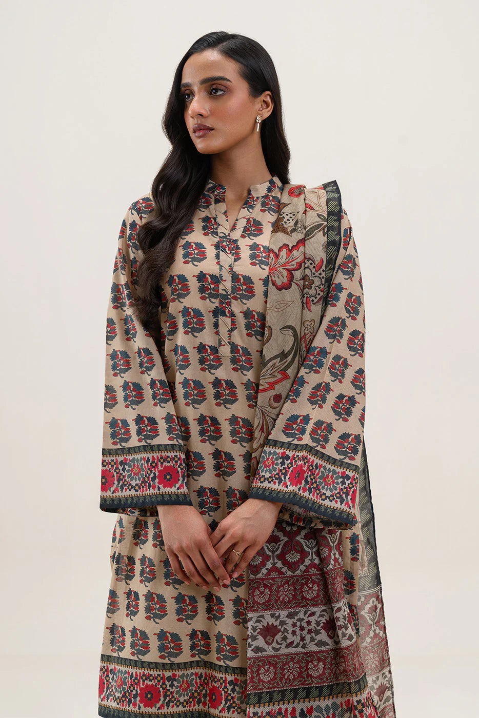 3 PIECE PRINTED LAWN SUIT-ETHNIC ECHOES (UNSTITCHED)