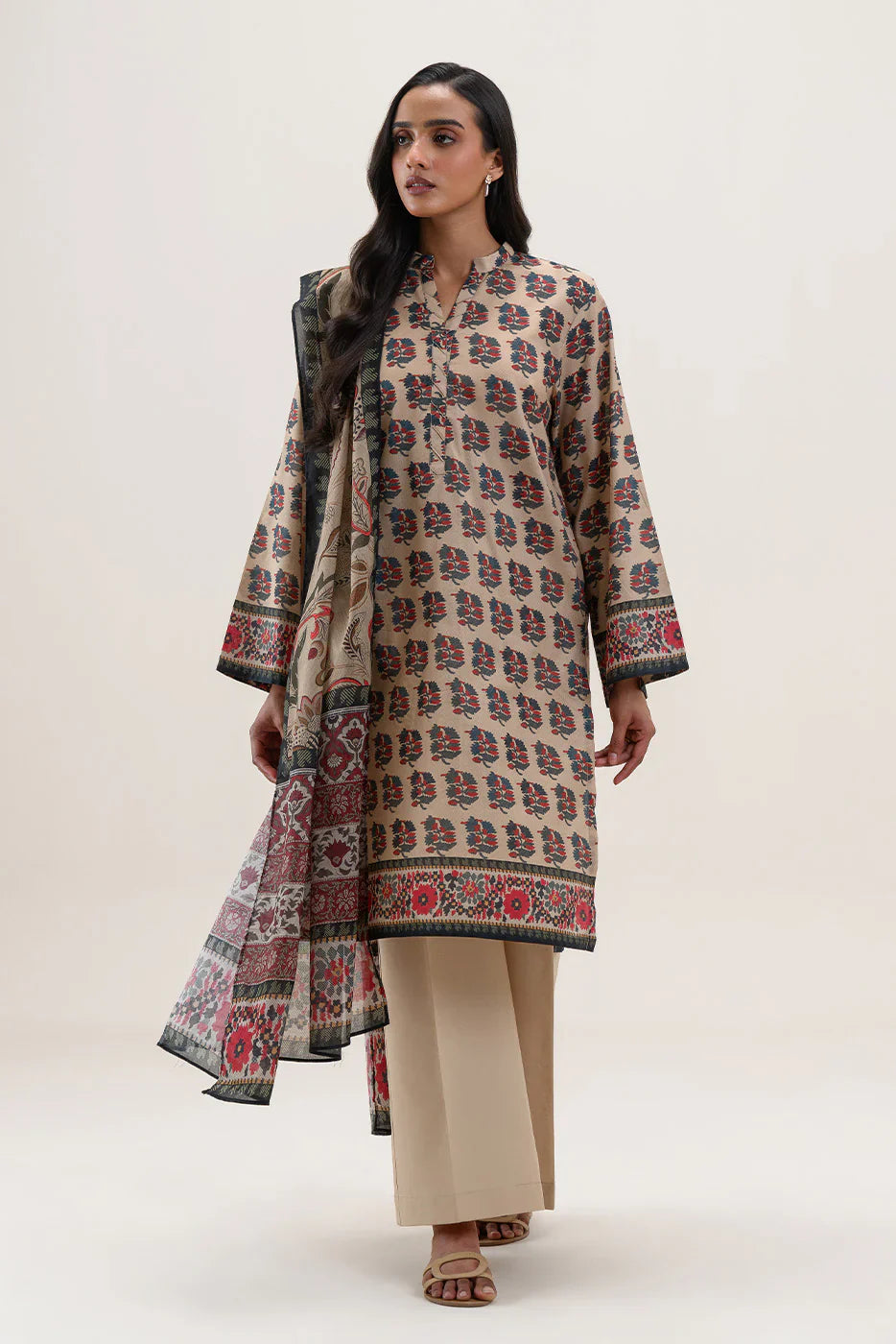 3 PIECE PRINTED LAWN SUIT-ETHNIC ECHOES (UNSTITCHED)