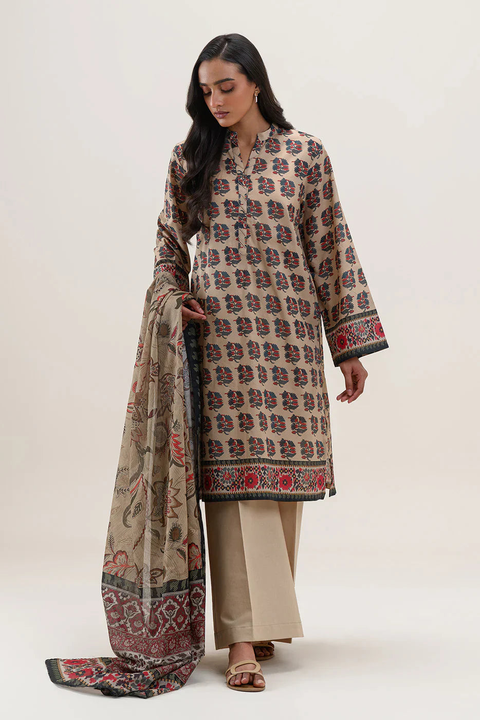 3 PIECE PRINTED LAWN SUIT-ETHNIC ECHOES (UNSTITCHED)