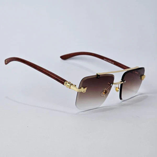 Cartier Sunglasses Wooden Texture With Brand Name